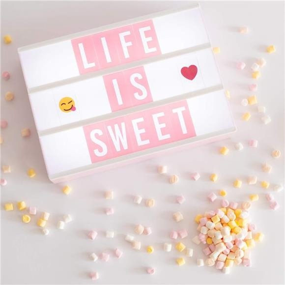 Pink Cinema Light Box with 400 Letters & Emojis & 2 Markers| Led Light Box Home - Picture 3 of 6